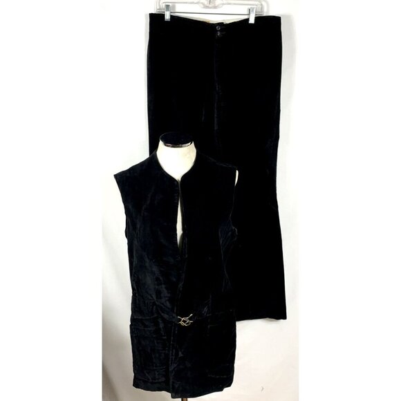 Fox Clothes of London Suit Sz M Black Velvet Vest Pants Lined 2 pc Mike Myers - Picture 1 of 14